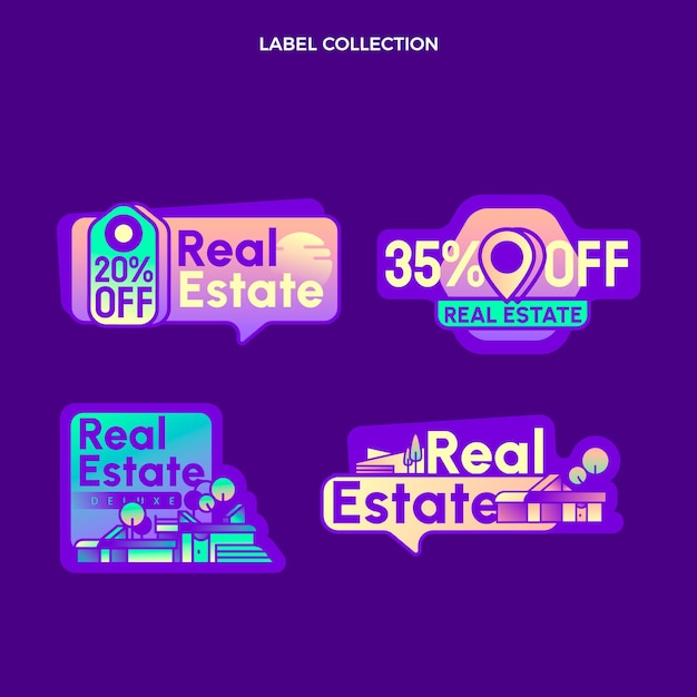 Free vector gradient real estate labels