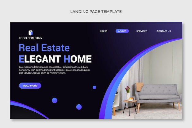 Gradient real estate landing page template