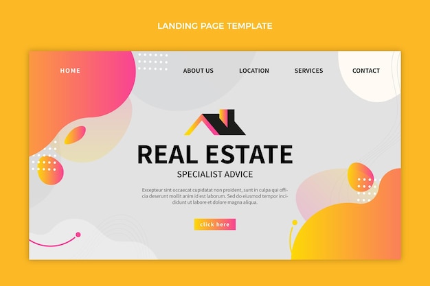 Free vector gradient real estate landing page template