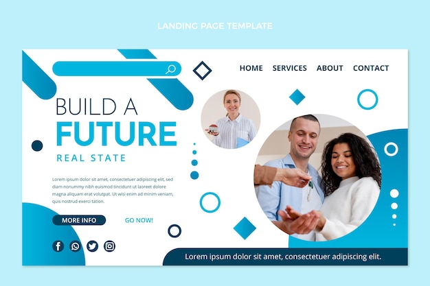 Free vector gradient real estate landing page template