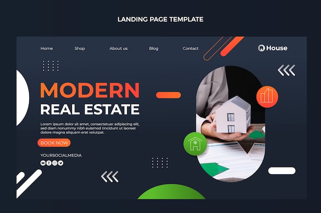 Gradient real estate landing page template