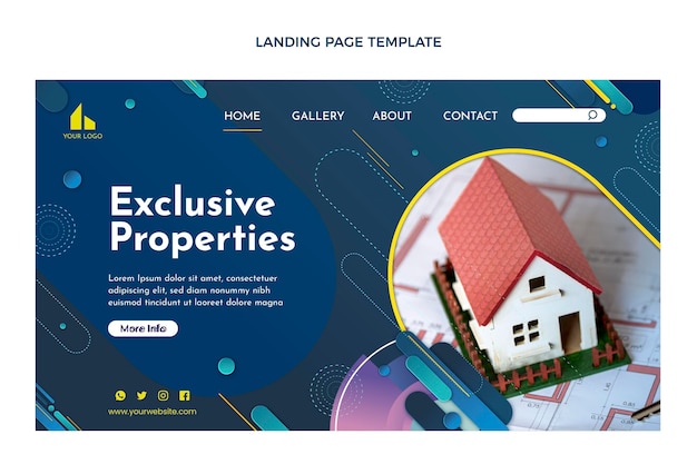 Gradient real estate landing page with house