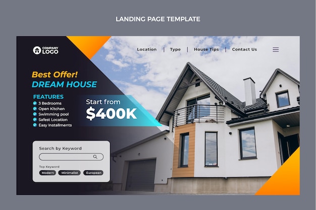 Free vector gradient real estate landing page