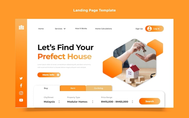 Free vector gradient real estate landing page