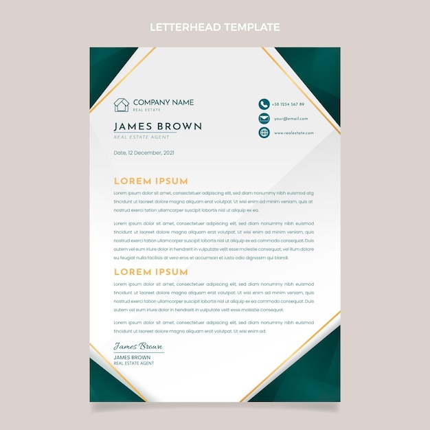 Free vector gradient real estate letterhead template