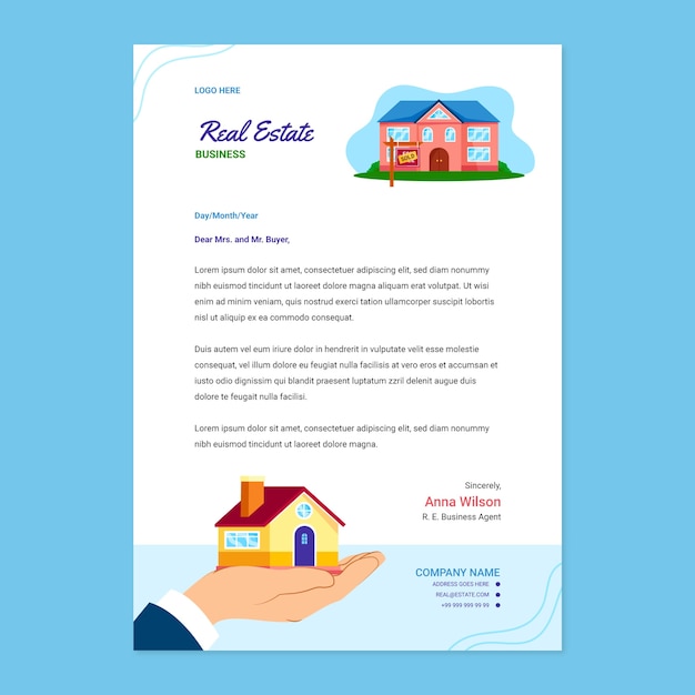 Free vector gradient real estate letterhead template