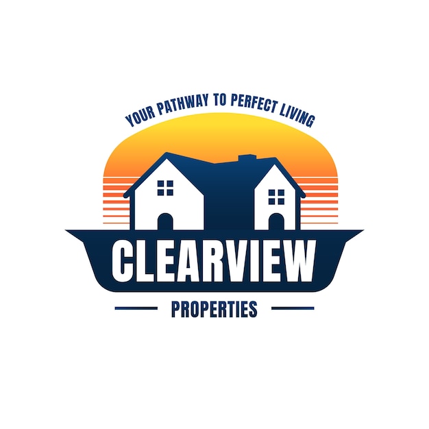 Бесплатное векторное изображение Дизайн логотипа недвижимости с градиентом