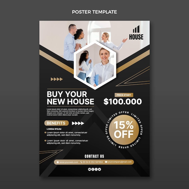 Gradient real estate poster template