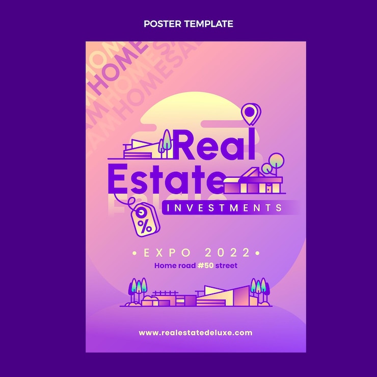 मुफ़्त वेक्टर gradient real estate poster template