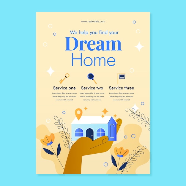 Gradient real estate poster  template