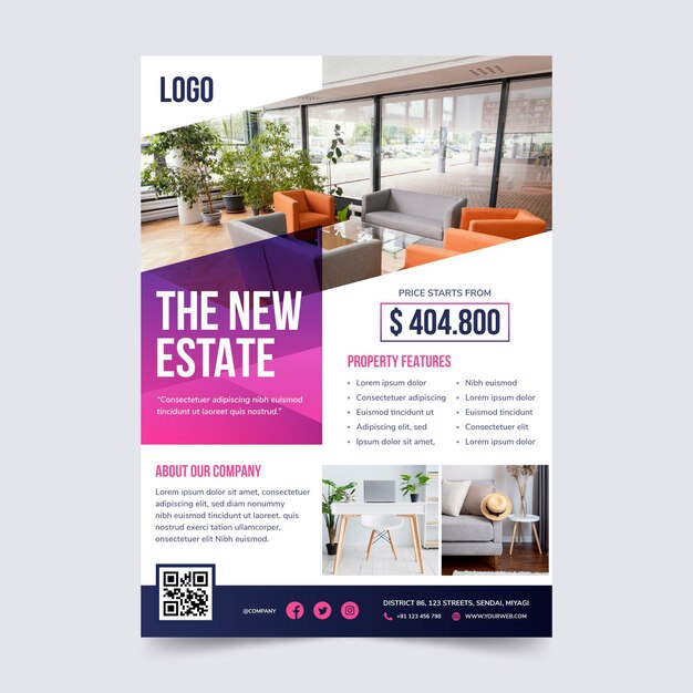 Gradient real estate poster with photo