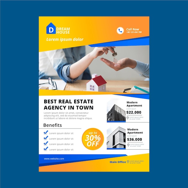 Gradient real estate poster with photo