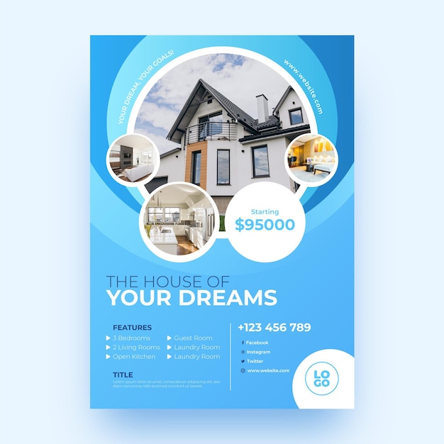 Gradient real estate poster with photo