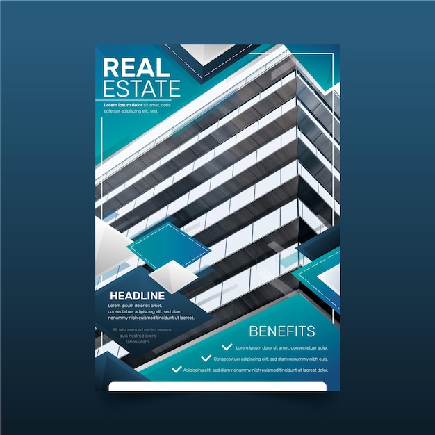 Gradient real estate poster with photo