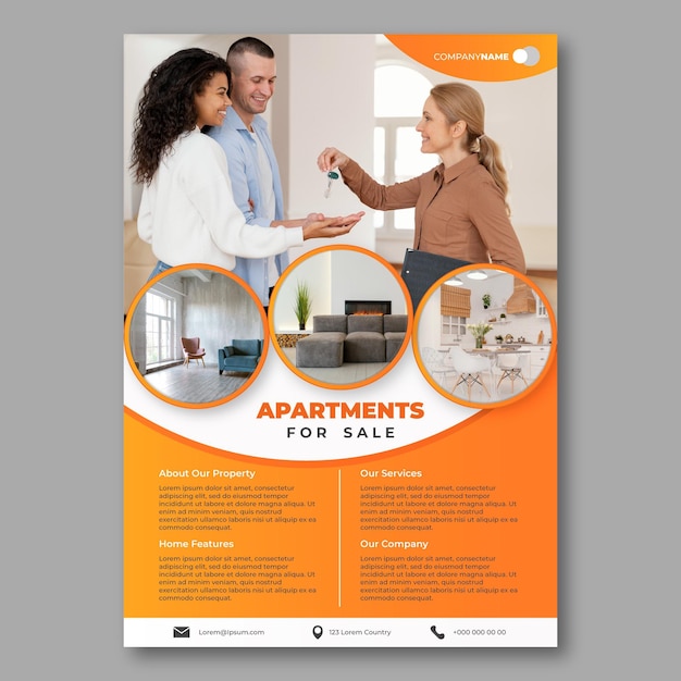 Градиентный плакат о недвижимости с фото