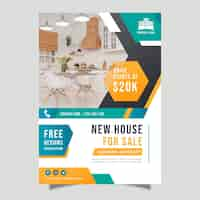 Free vector gradient real estate poster with photo