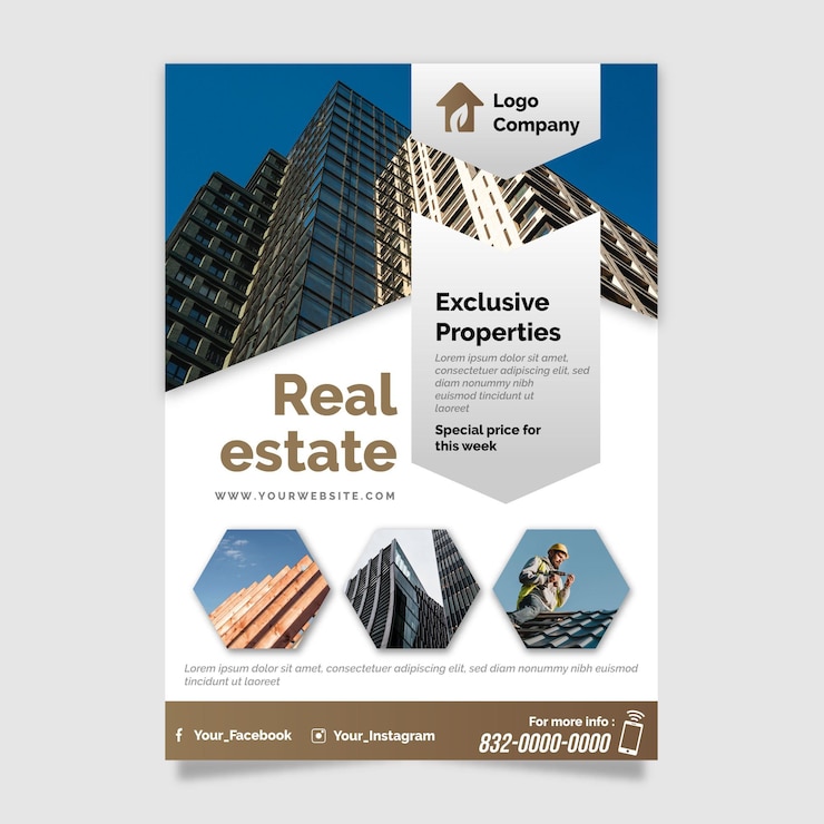Free Vector gradient real estate poster with photo