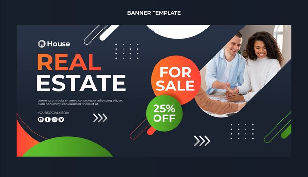 Gradient real estate sale background with discount