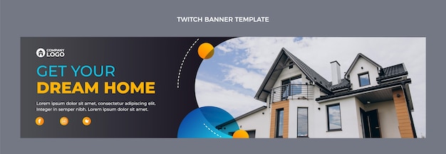 Free vector gradient real estate twitch banner
