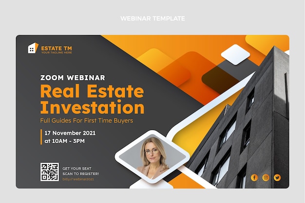 Free vector gradient real estate webinar template