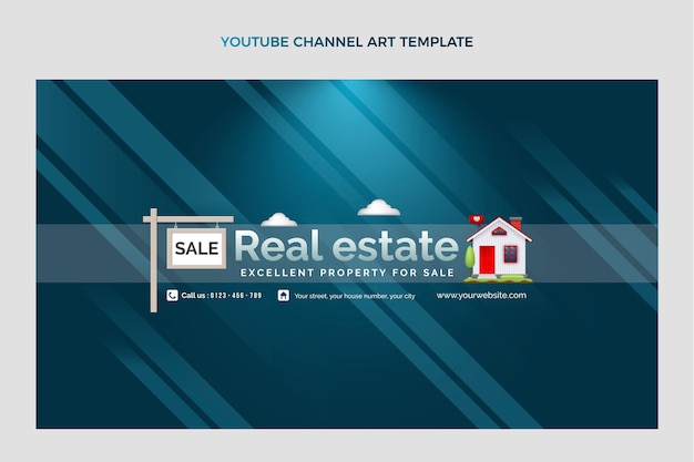 Free vector gradient real estate youtube channel art