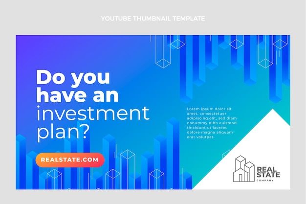 Free vector gradient real estate youtube thumbnail