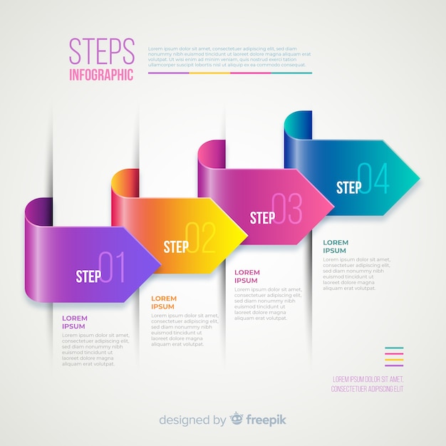 Gradient realistic colorful step infographics