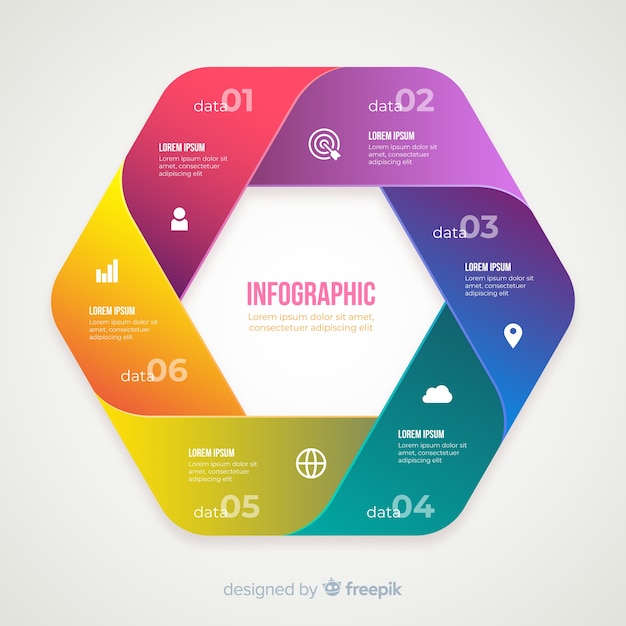 Free vector gradient realistic colorful step infographics