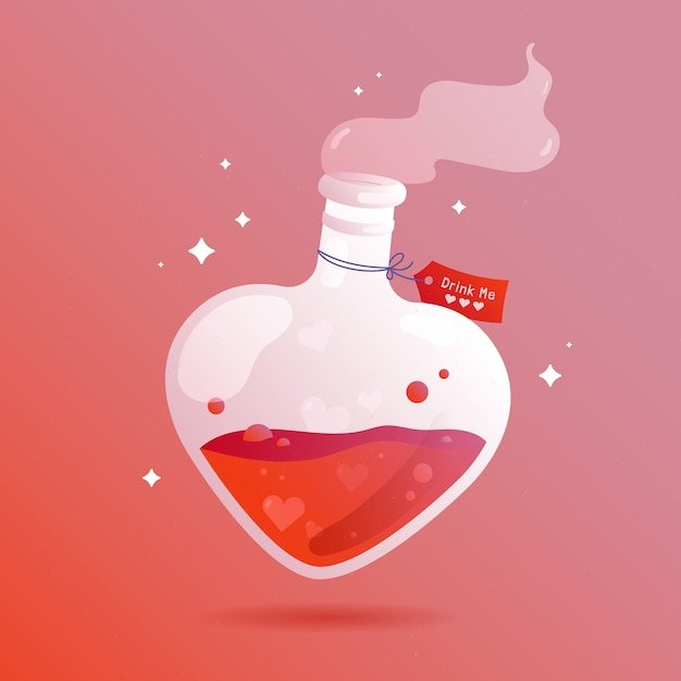 Gradient red love potion illustration