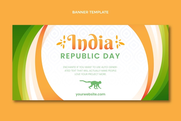 Free vector gradient republic day horizontal banner