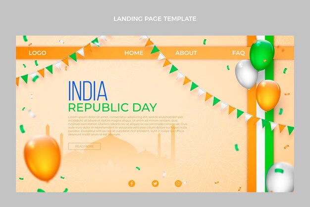 Free vector gradient republic day landing page template