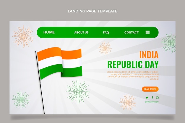 Free vector gradient republic day landing page template