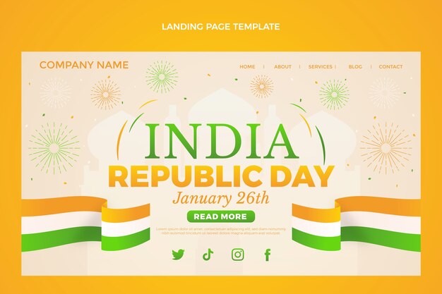 Gradient republic day landing page template