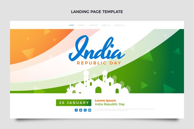 Gradient republic day landing page template