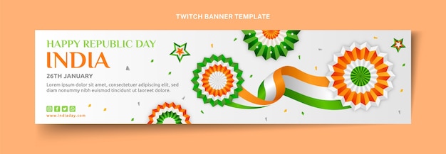 Free vector gradient republic day twitch banner