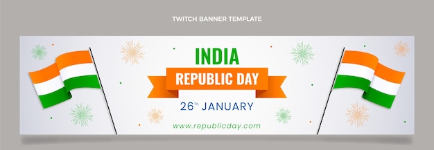 Free vector gradient republic day twitch banner