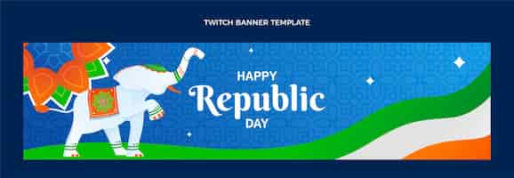 Free vector gradient republic day twitch banner