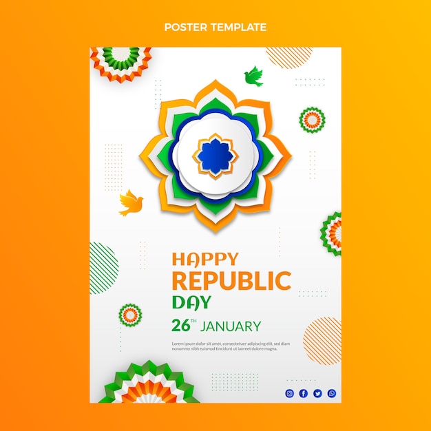 Gradient republic day vertical poster template