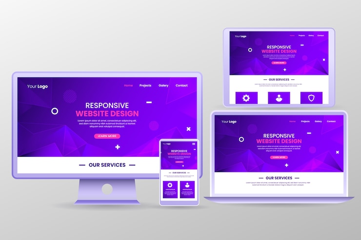 Free Vector gradient responsive website design