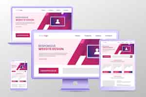 Vettore gratuito design del sito web reattivo a gradiente