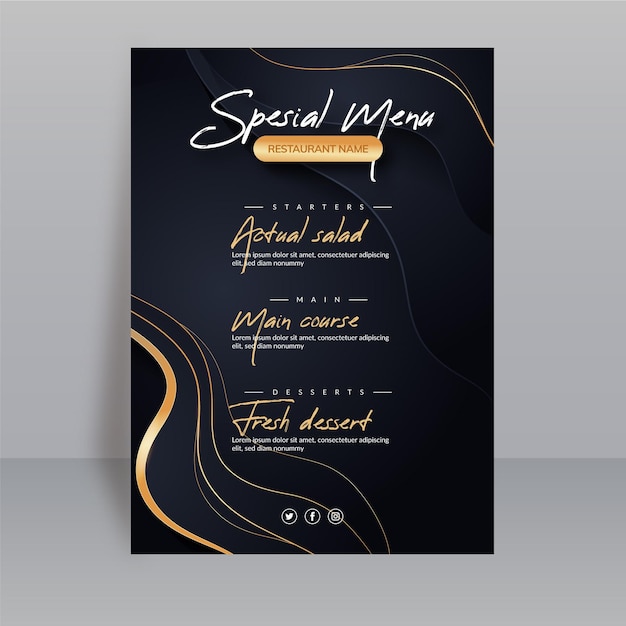 Free vector gradient restaurant menu template