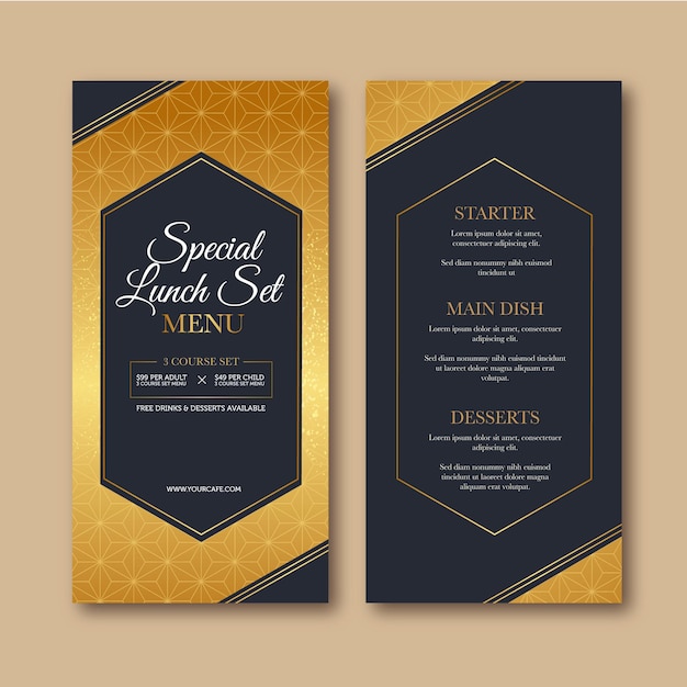 Free vector gradient restaurant menu template