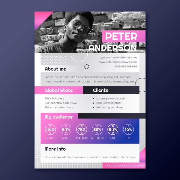 Free vector gradient  resume template