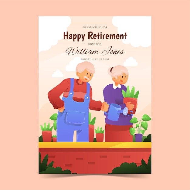 Free vector gradient retirement greeting card