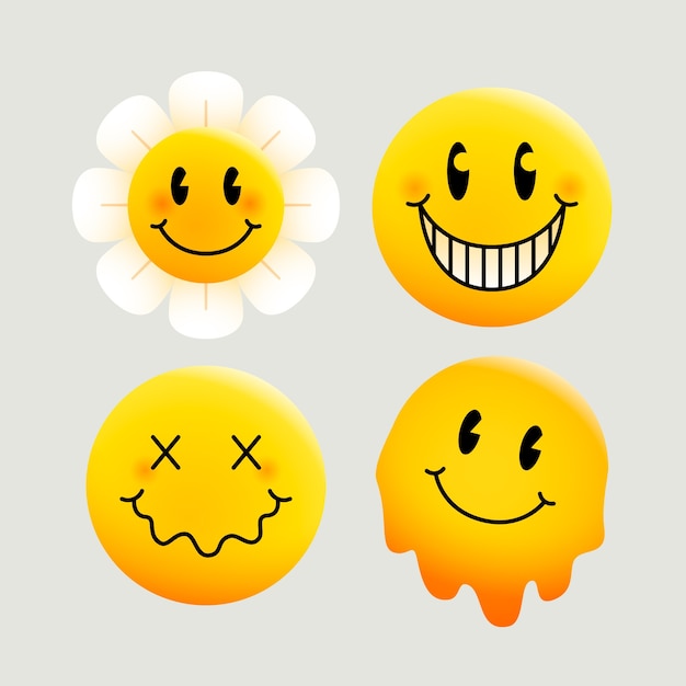 Vettore gratuito illustrazione di emoji con sorriso retro gradiente