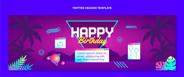 Gradient retro vaporwave birthday twitter header