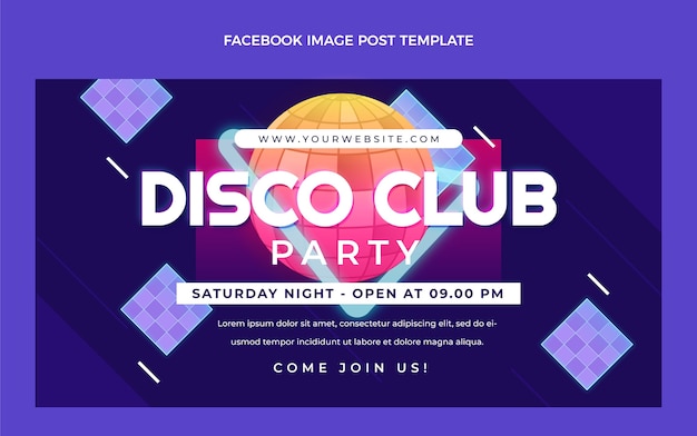 Gradient retro vaporwave disco party facebook post