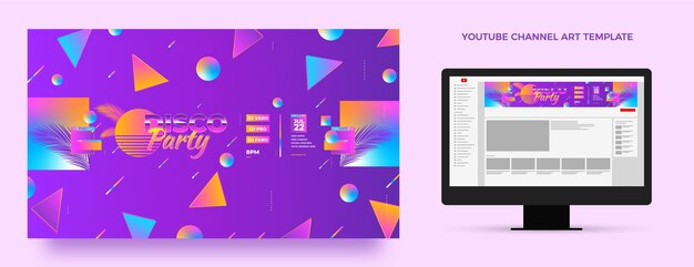 Gradient retro vaporwave disco party template