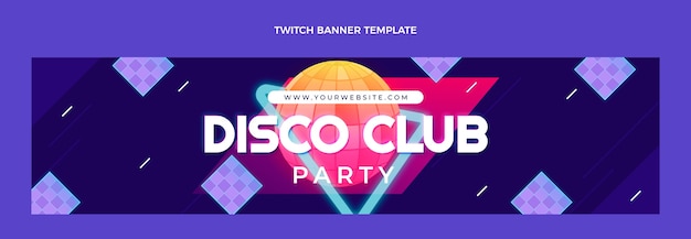 Gradient retro vaporwave disco party twitch banner