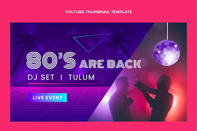 Gradient retro vaporwave disco party youtube thumbnail